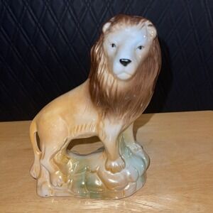 Vintage Ceramic Lion Figurine Statue Standing Lion Made Regal Lion In Brazil